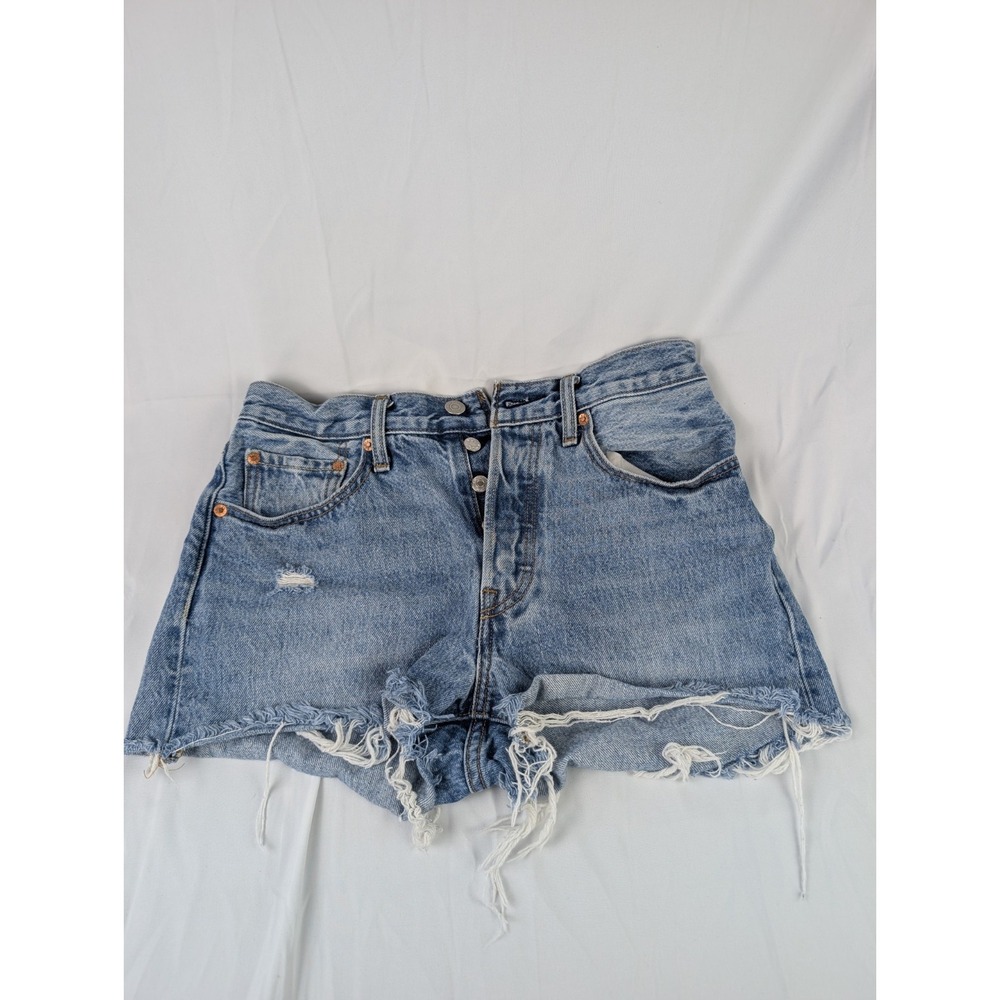 Levi's 501 S Women's W27 Cutoff Denim Shorts Distressed Raw Hem Button Fly